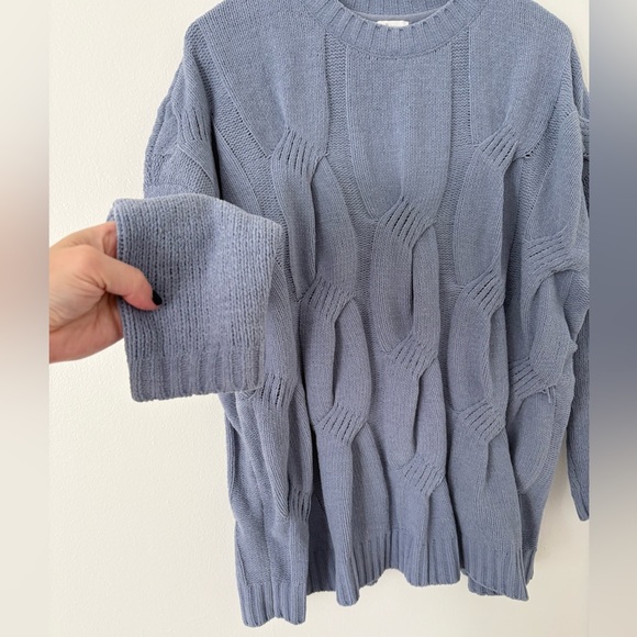 J. Jill Pastel Blue Chenille Cable Knit Crewneck Sweater Size Small - Picture 3 of 7